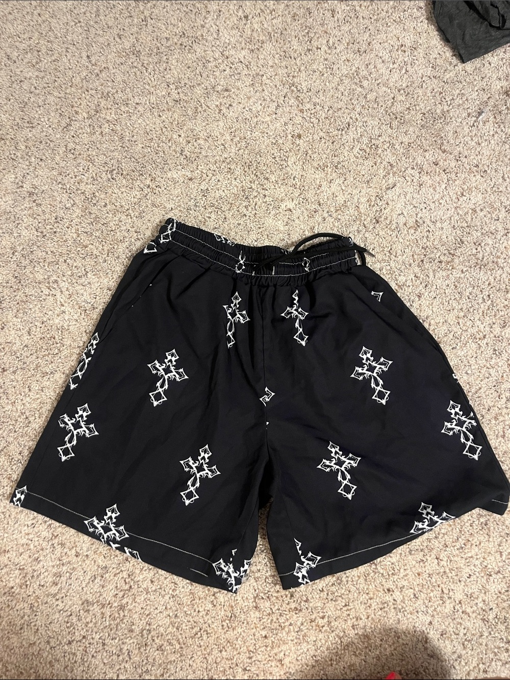 Men's Black Swim Shorts with White graphic cross
